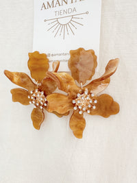 Aros Flor Brillantes Camel
