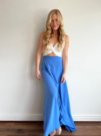 Falda Envolvente Celeste Crepe