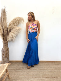 Falda Envolvente Plisada Azul