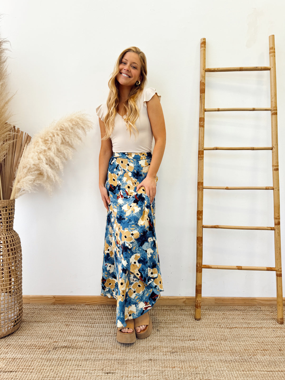 Falda Envolvente Azul Camel