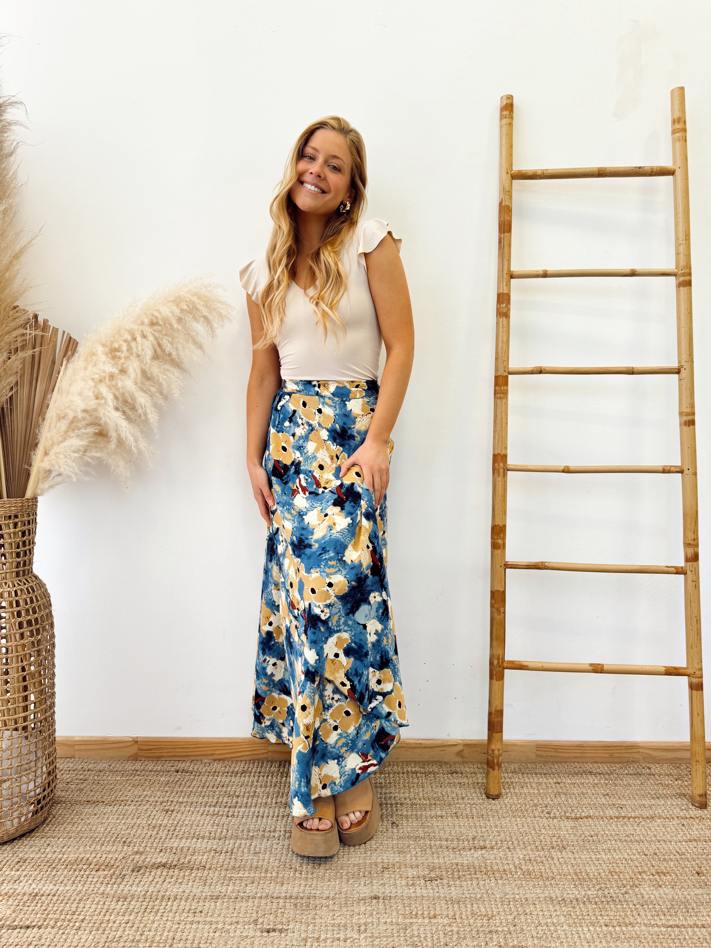 Falda Envolvente Azul Camel