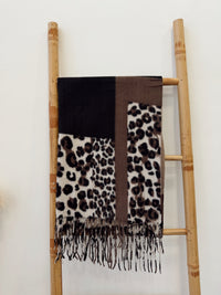 Bufanda Cashmere Print Negro Camel