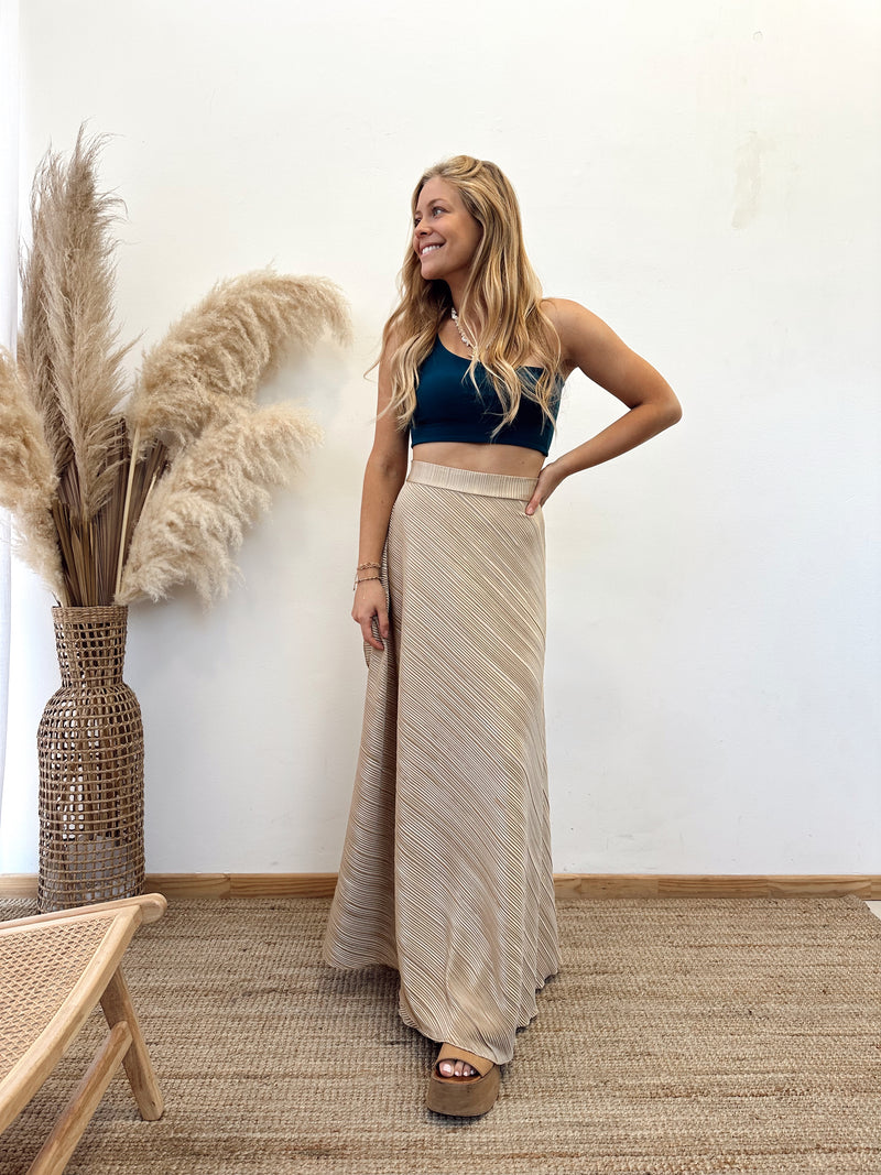 Falda Envolvente Plisada Dorado