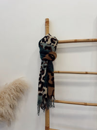 Bufanda Cashmere Print Verde Camel