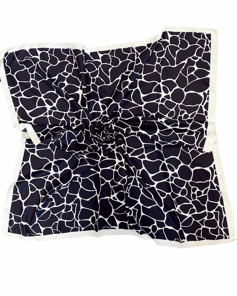 Pañuelo Seda Negro Crema