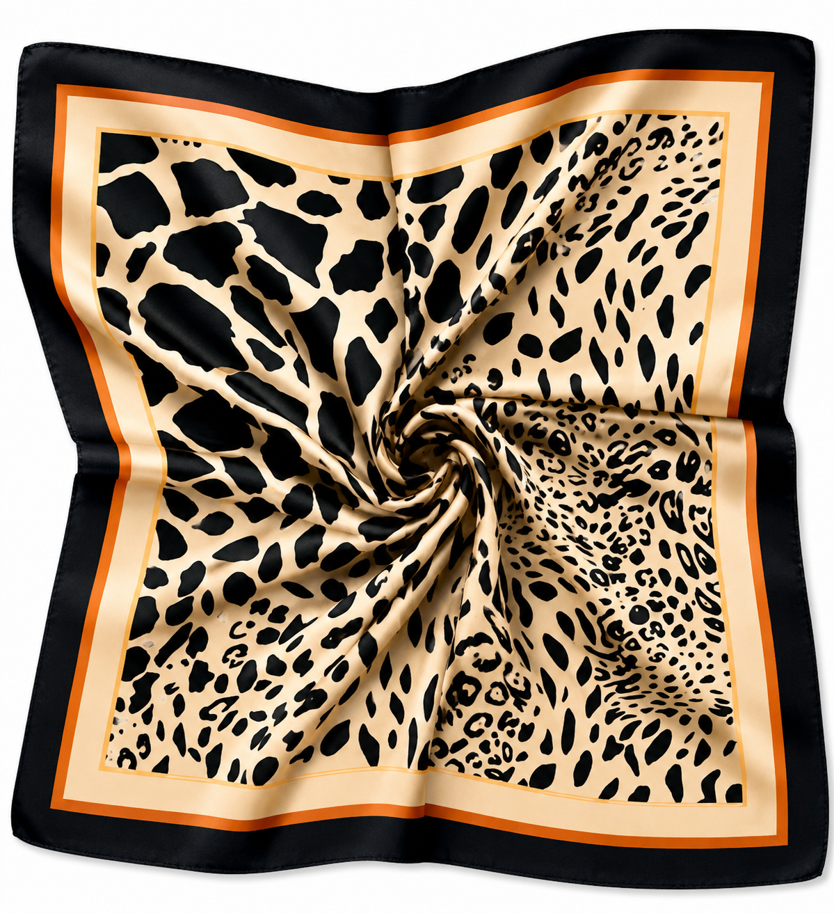 Pañuelo Print Beige Borde Negro
