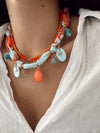 Collar Tela Naranjo Celeste