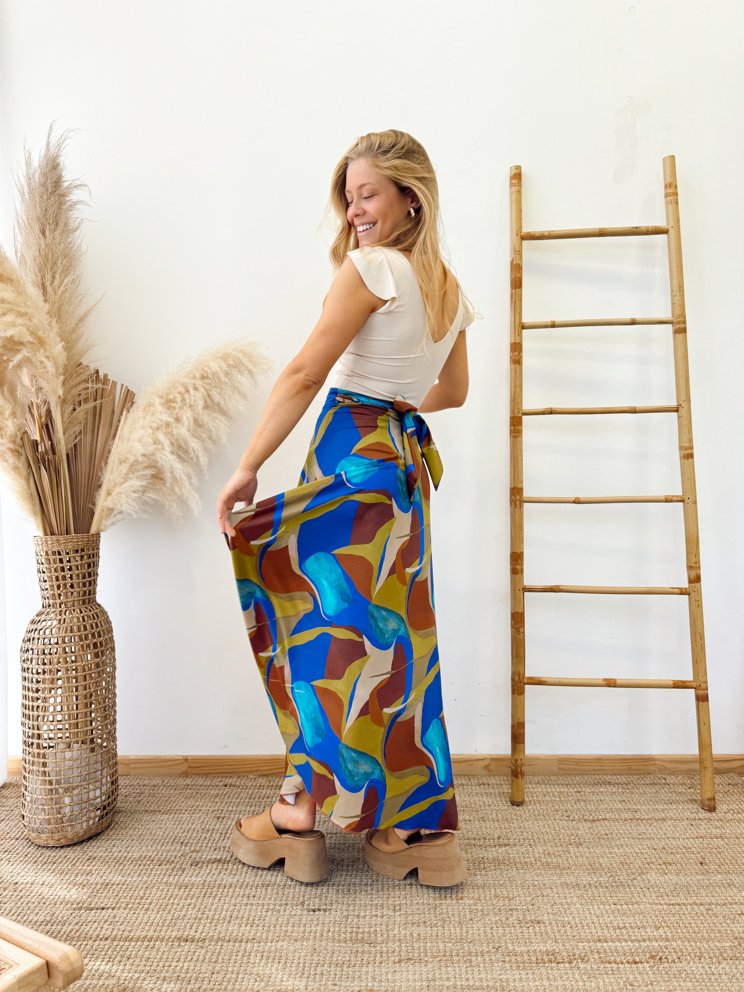 Falda Envolvente Azul Café