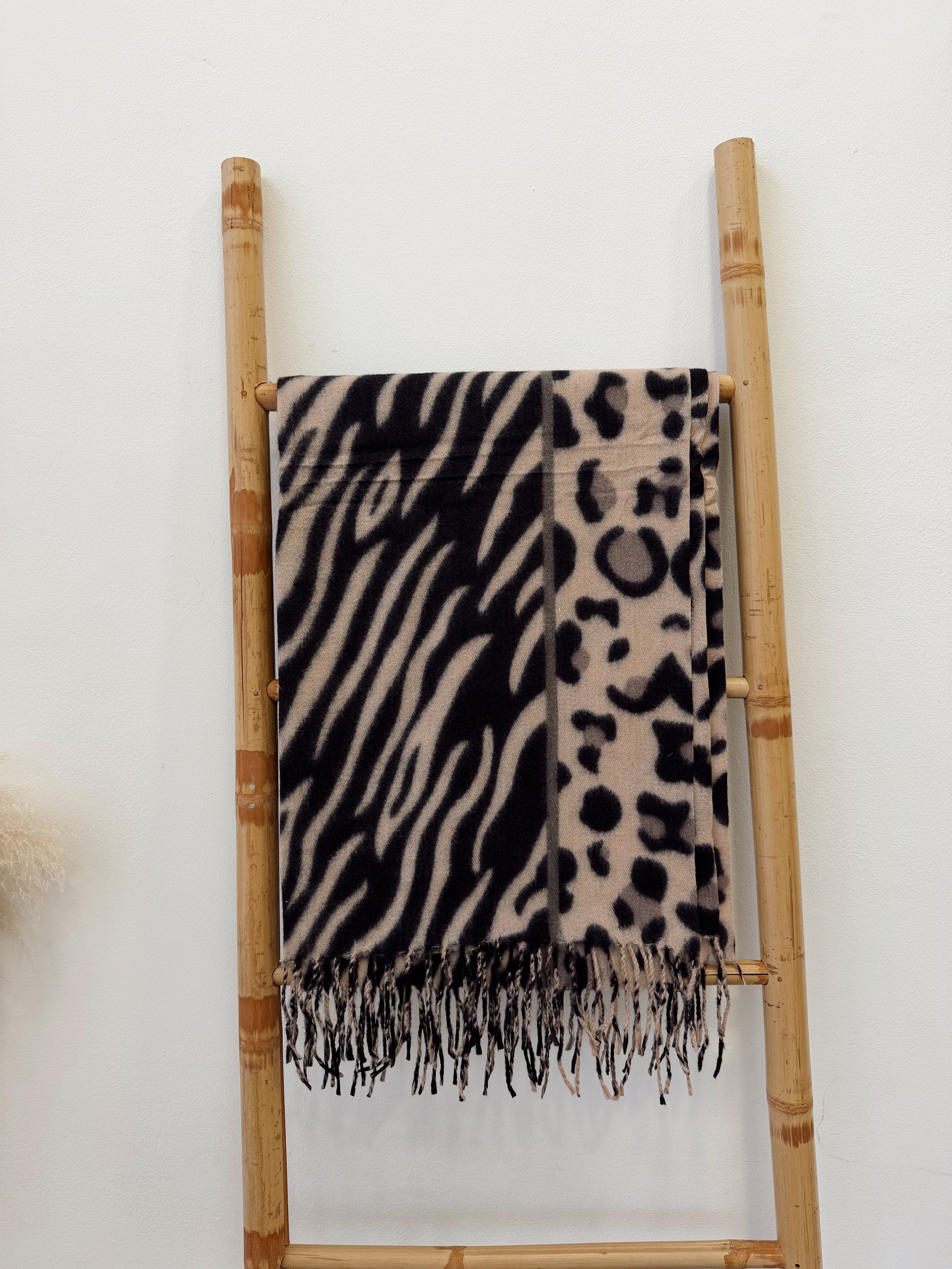 Bufanda Cashmere Cebra Print Camel
