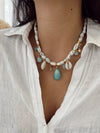 Collar Tela Celeste