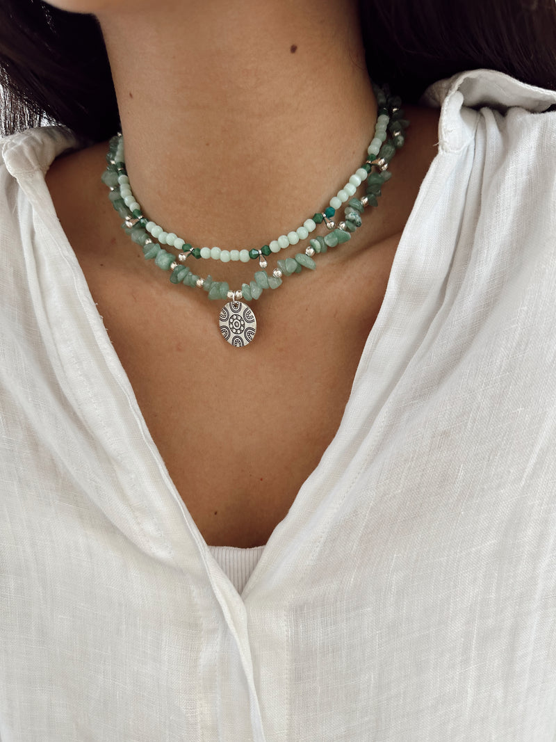 Collar Verde Agua Doble