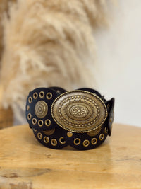 Cinturón Boho Negro Hebilla diseño