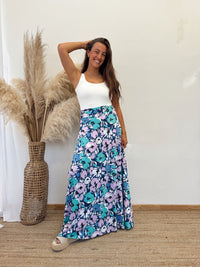 Falda Envolvente Azul Flores