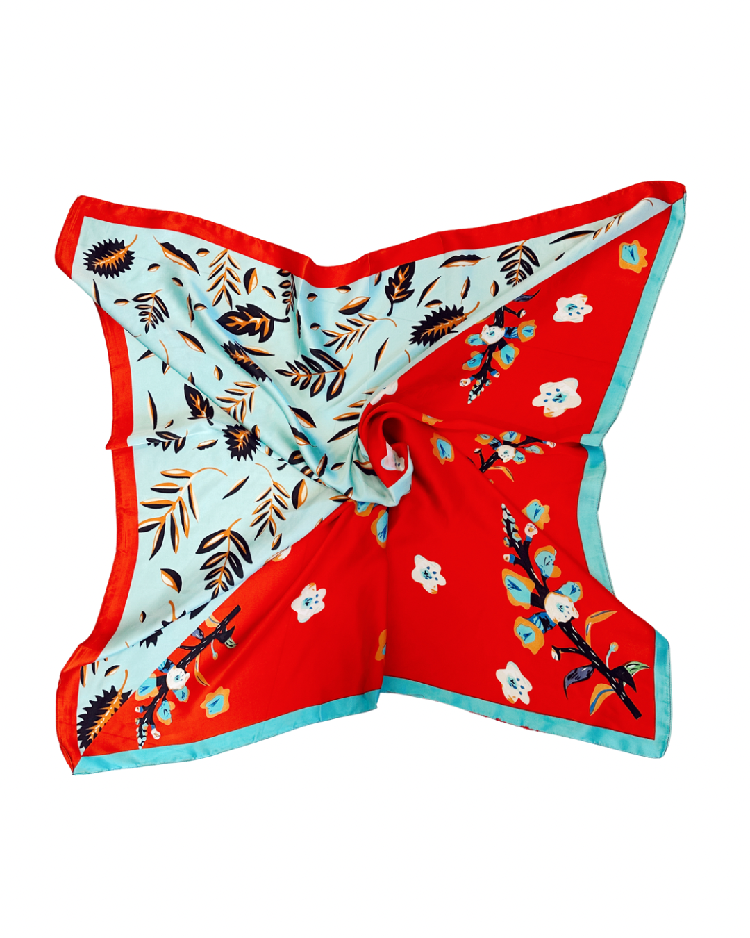 Pañuelo Seda Rojo turquesa