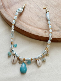 Collar Tela Celeste