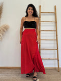 Falda Envolvente Plisada Roja