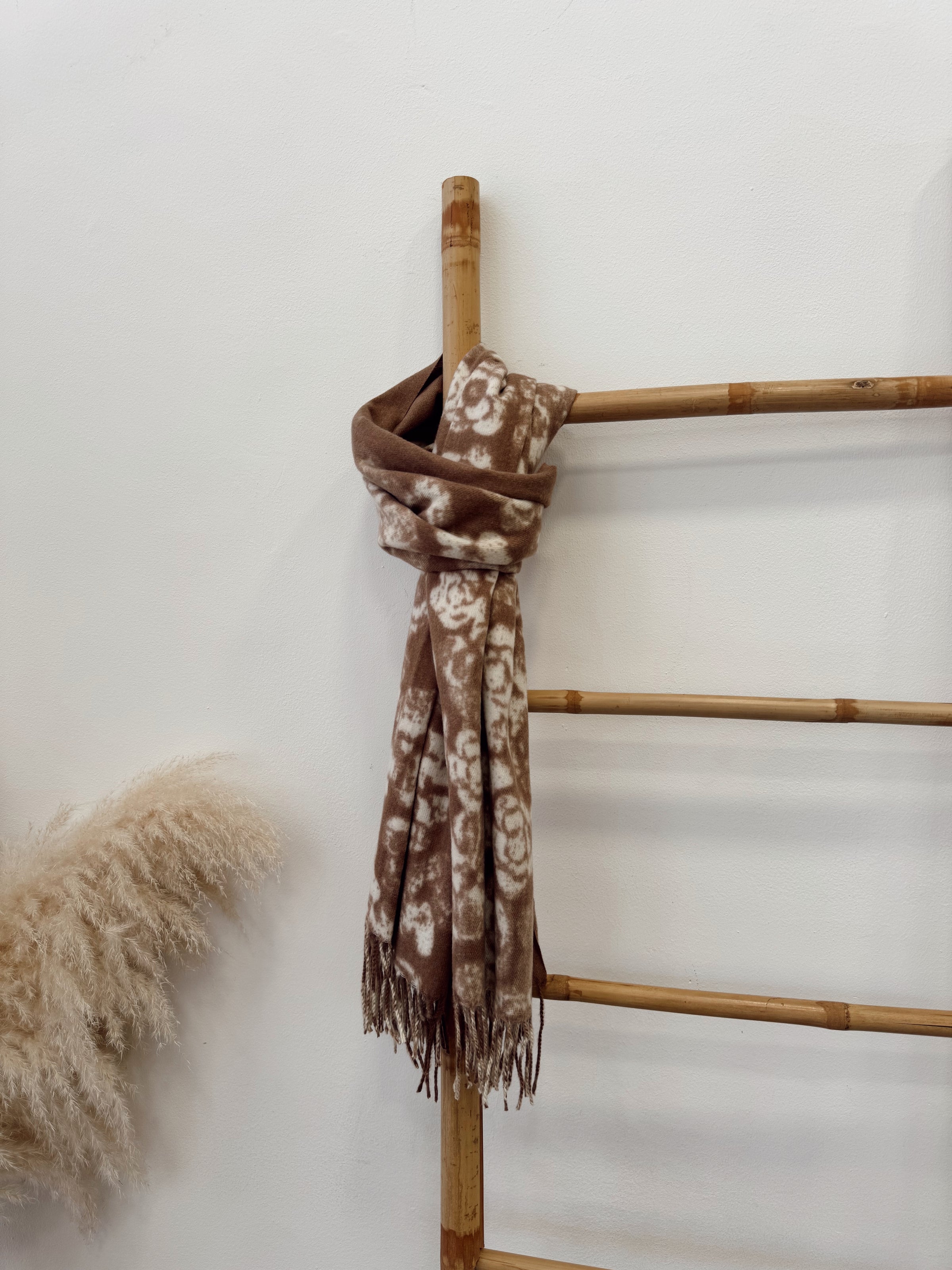 Bufanda Cashmere Camel Flores