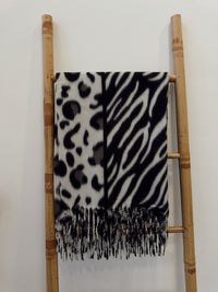 Bufanda Cashmere Cebra Print Negro