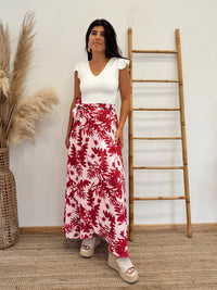 Falda Envolvente Hojas Magenta Rosa