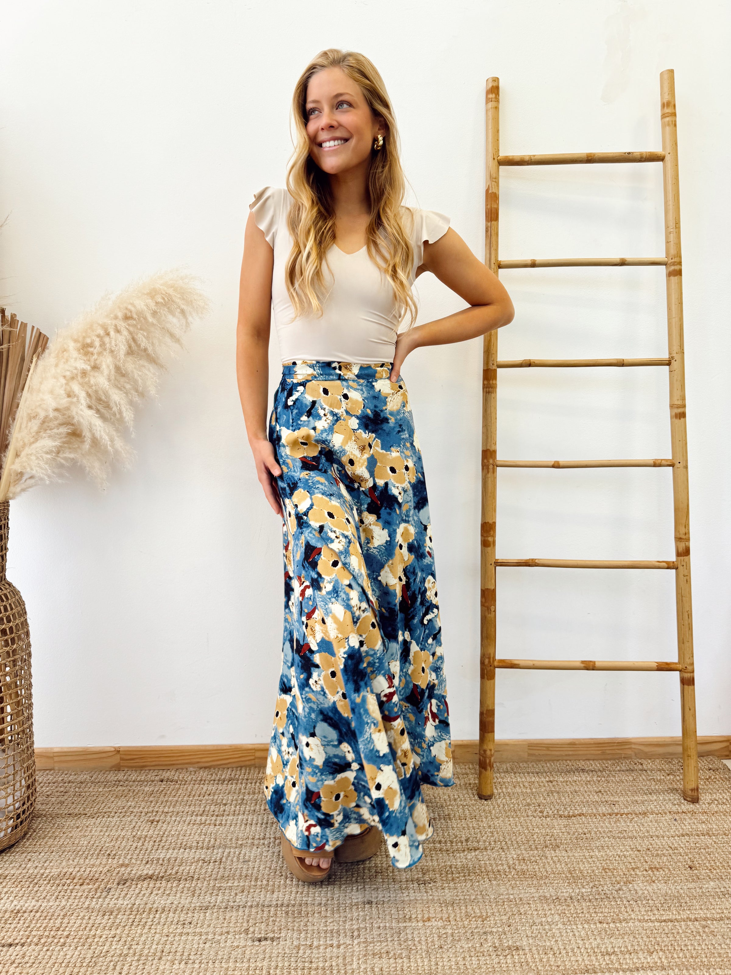 Falda Envolvente Azul Camel