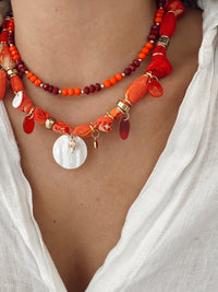 Collar Tela Naranjo Rojo