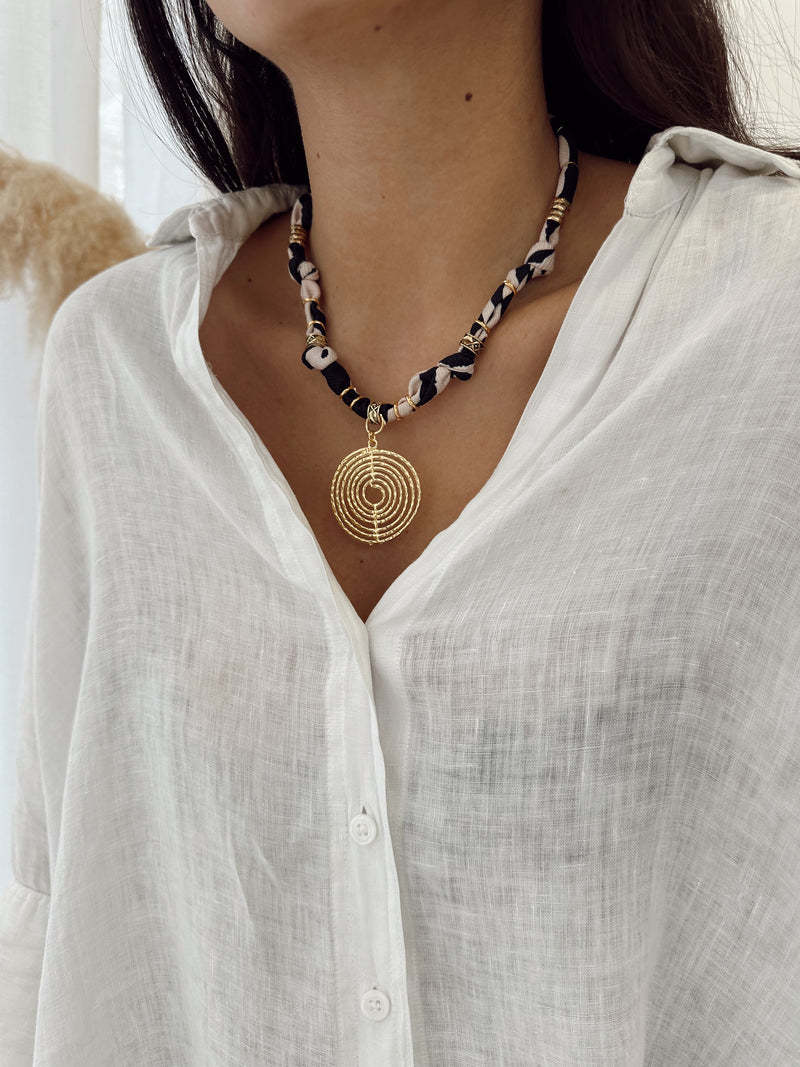 Collar Tela Negro Beige