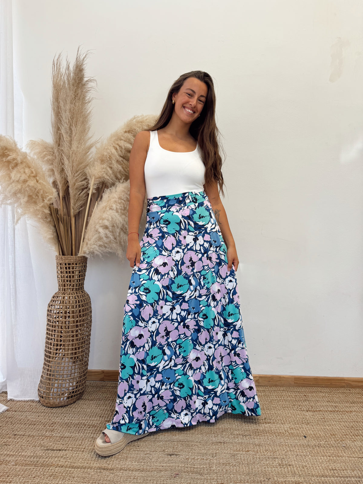 Falda Envolvente Azul Flores