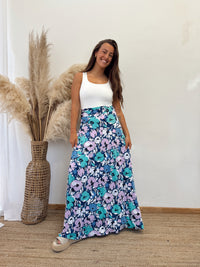 Falda Envolvente Azul Flores