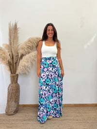 Falda Envolvente Azul Flores