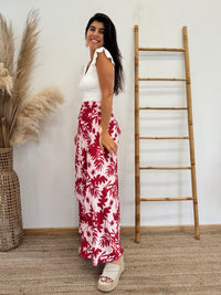 Falda Envolvente Hojas Magenta Rosa