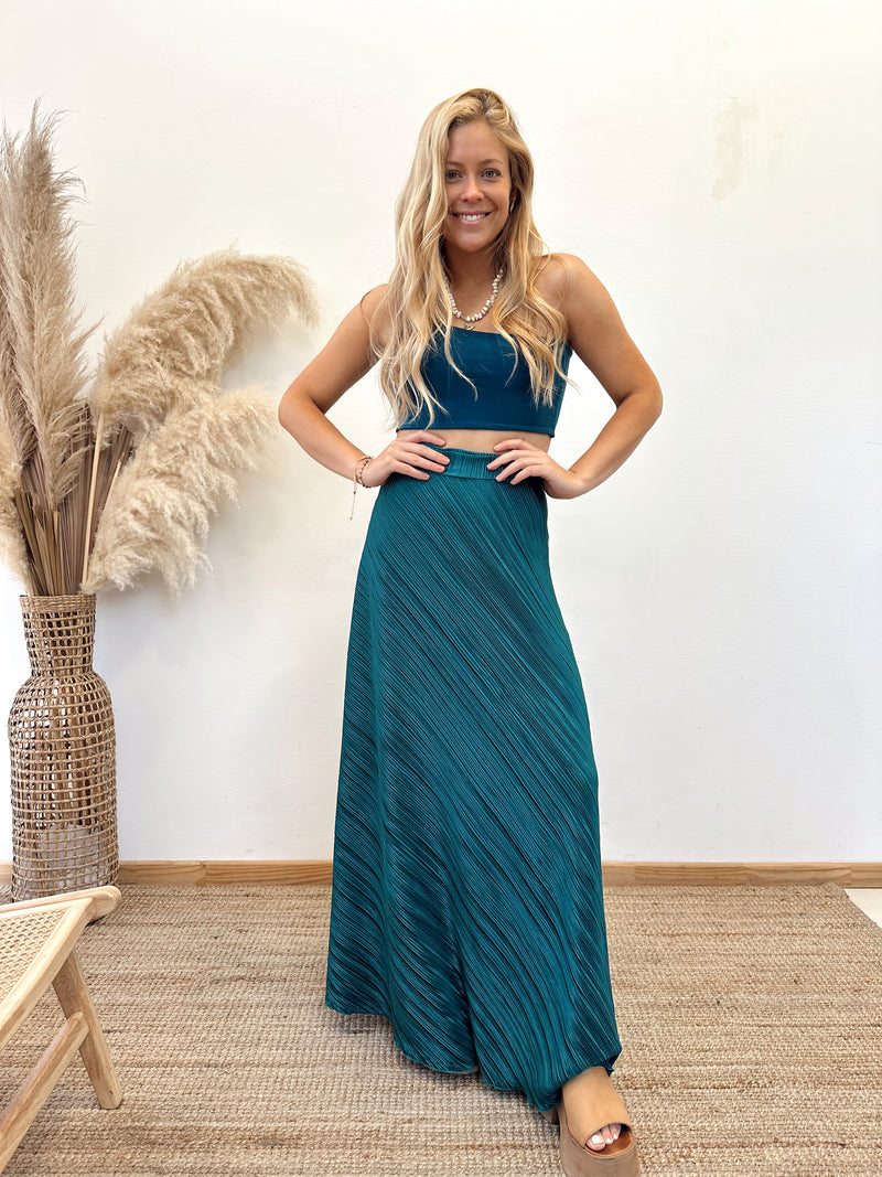 Falda Envolvente Plisada Verde