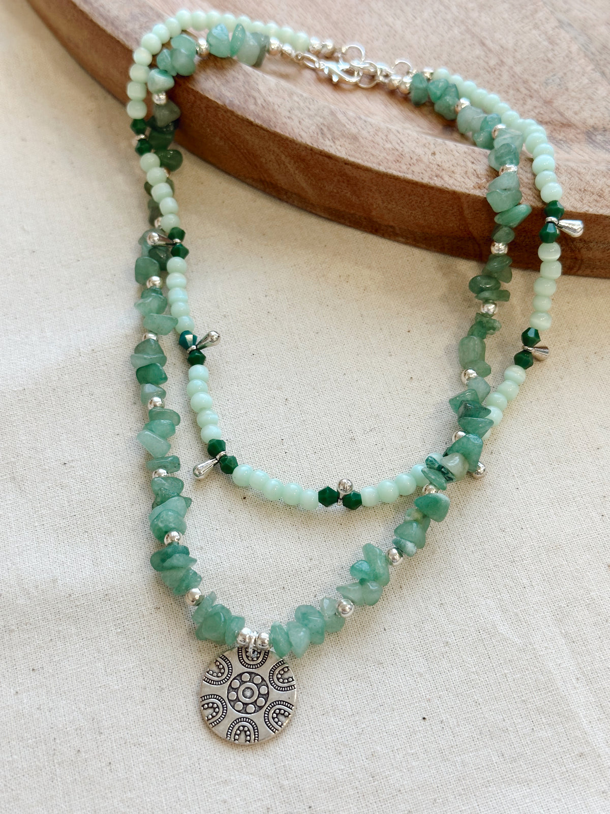 Collar Verde Agua Doble