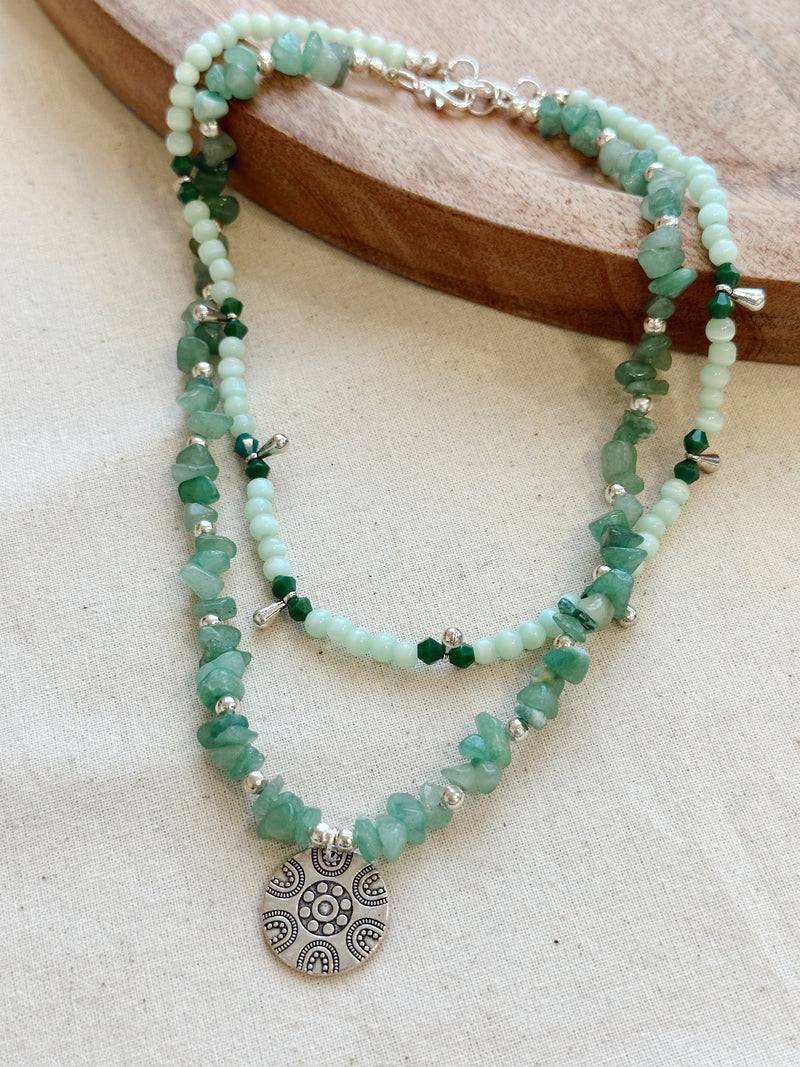 Collar Verde Agua Doble