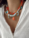 Collar Tela Naranjo Celeste