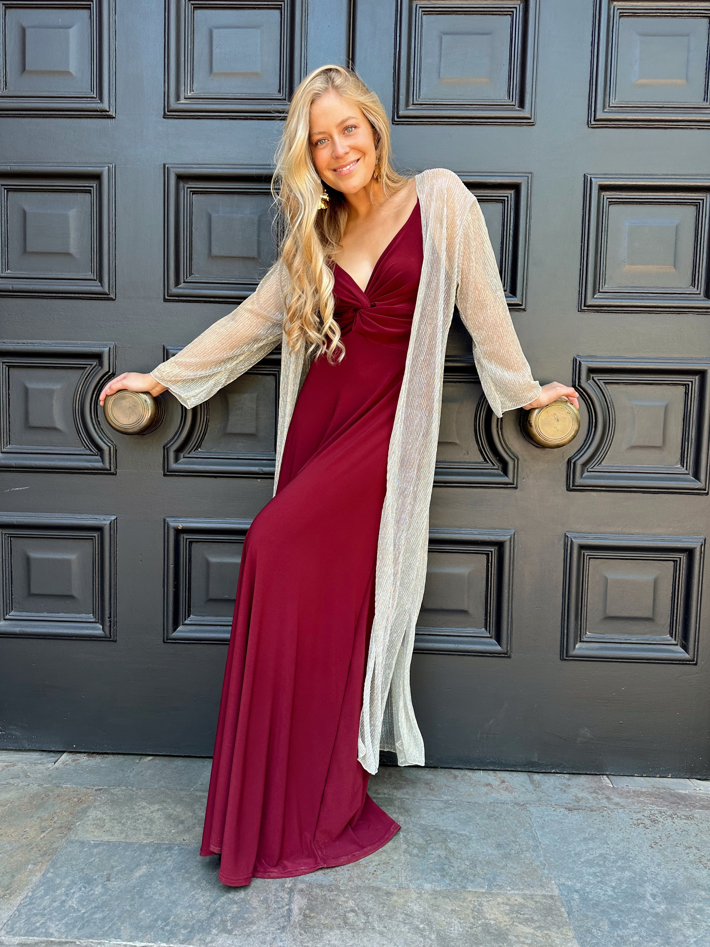 Dorado Kimono Seda Fiesta MAXI KIMONO DORADO PLISADO DELGADO