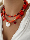 Collar Tela Naranjo Rojo
