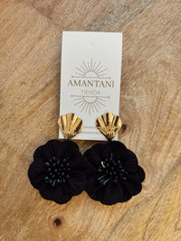 Aros Flor Tela Negro