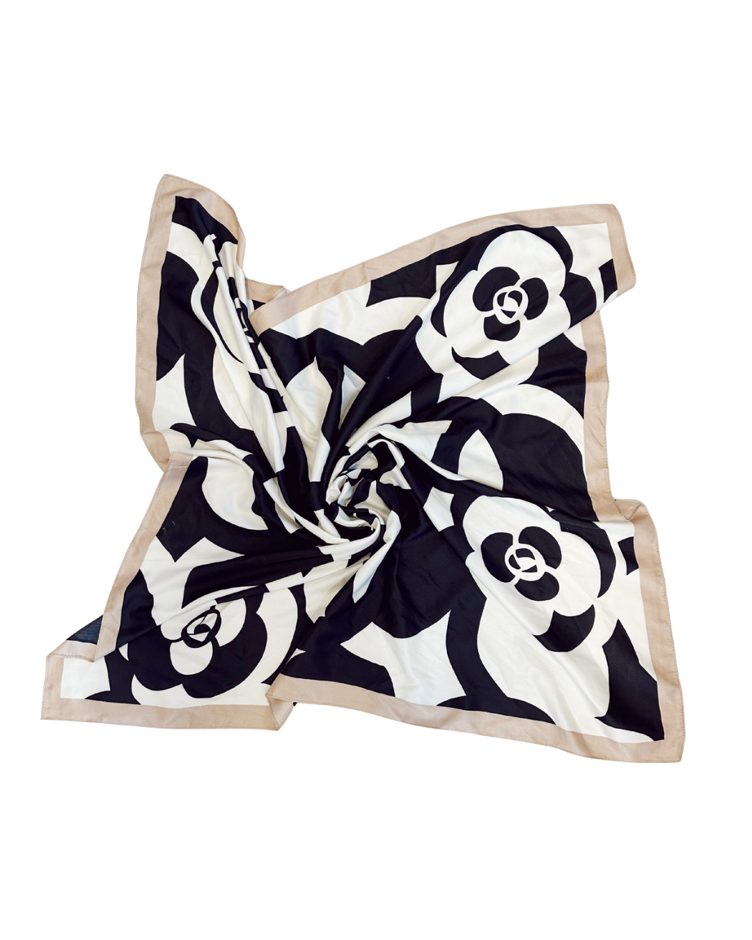 Pañuelo Seda Negro Beige