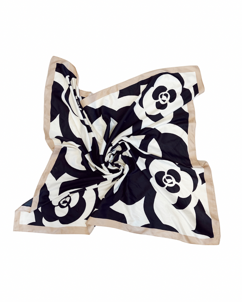 Pañuelo Seda Negro Beige