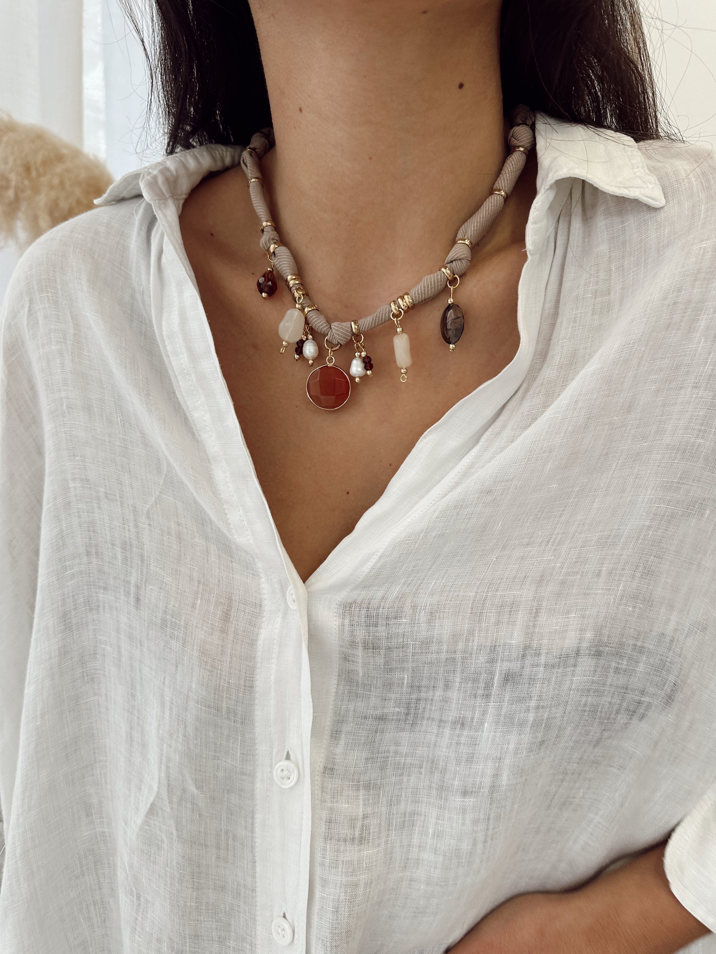 Collar Tela Beige