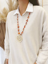 Collar Rojizo Corazón Dorado