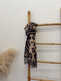 Bufanda Cashmere Cebra Print Camel