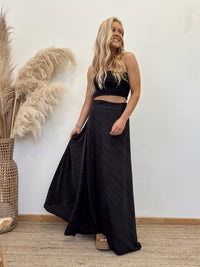 Falda Envolvente Plisada Negra