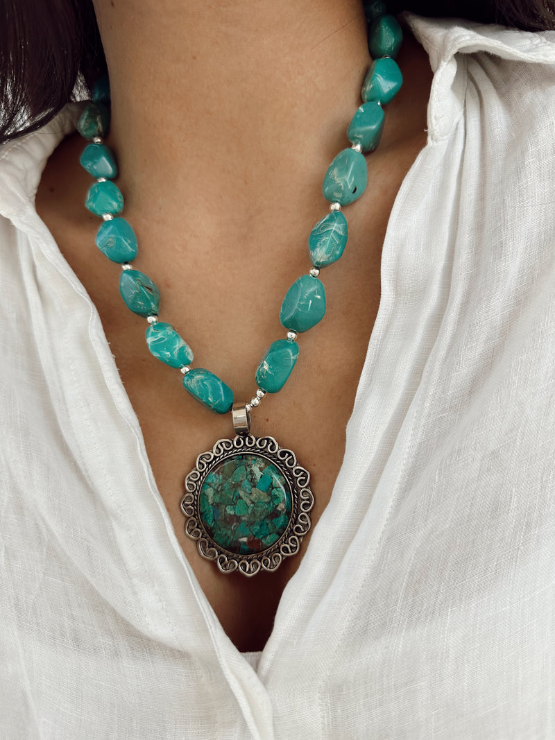 Collar Turquesa Plateado