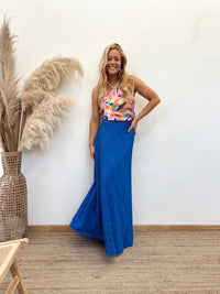 Falda Envolvente Plisada Azul