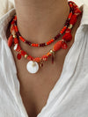 Collar Tela Naranjo Rojo