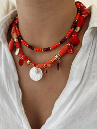 Collar Tela Naranjo Rojo