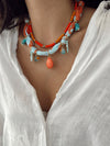 Collar Tela Naranjo Celeste