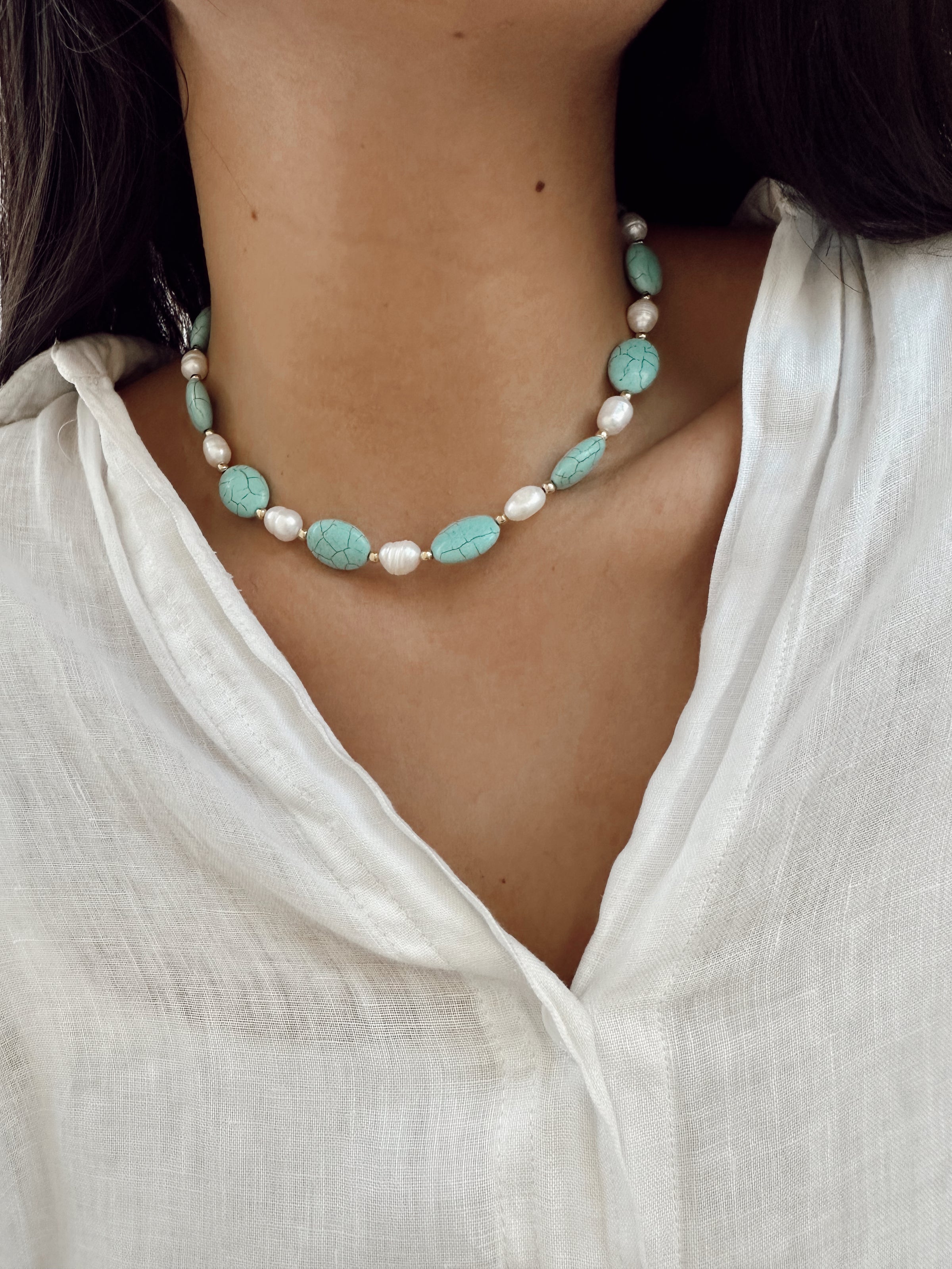 Collar Perla Turquesas
