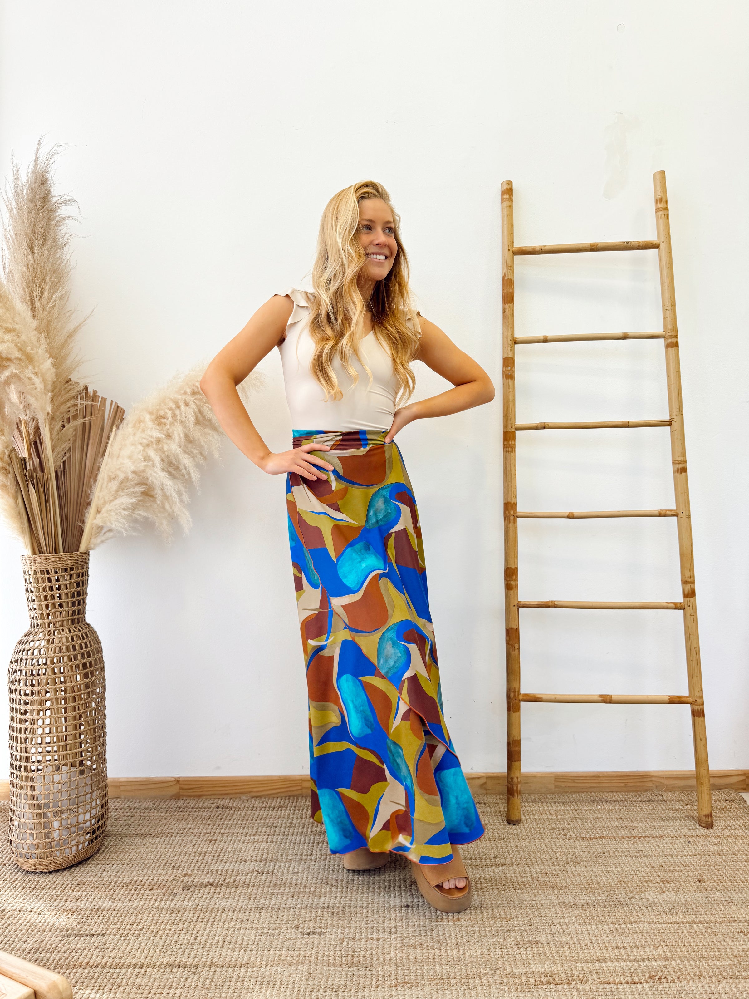 Falda Envolvente Azul Café